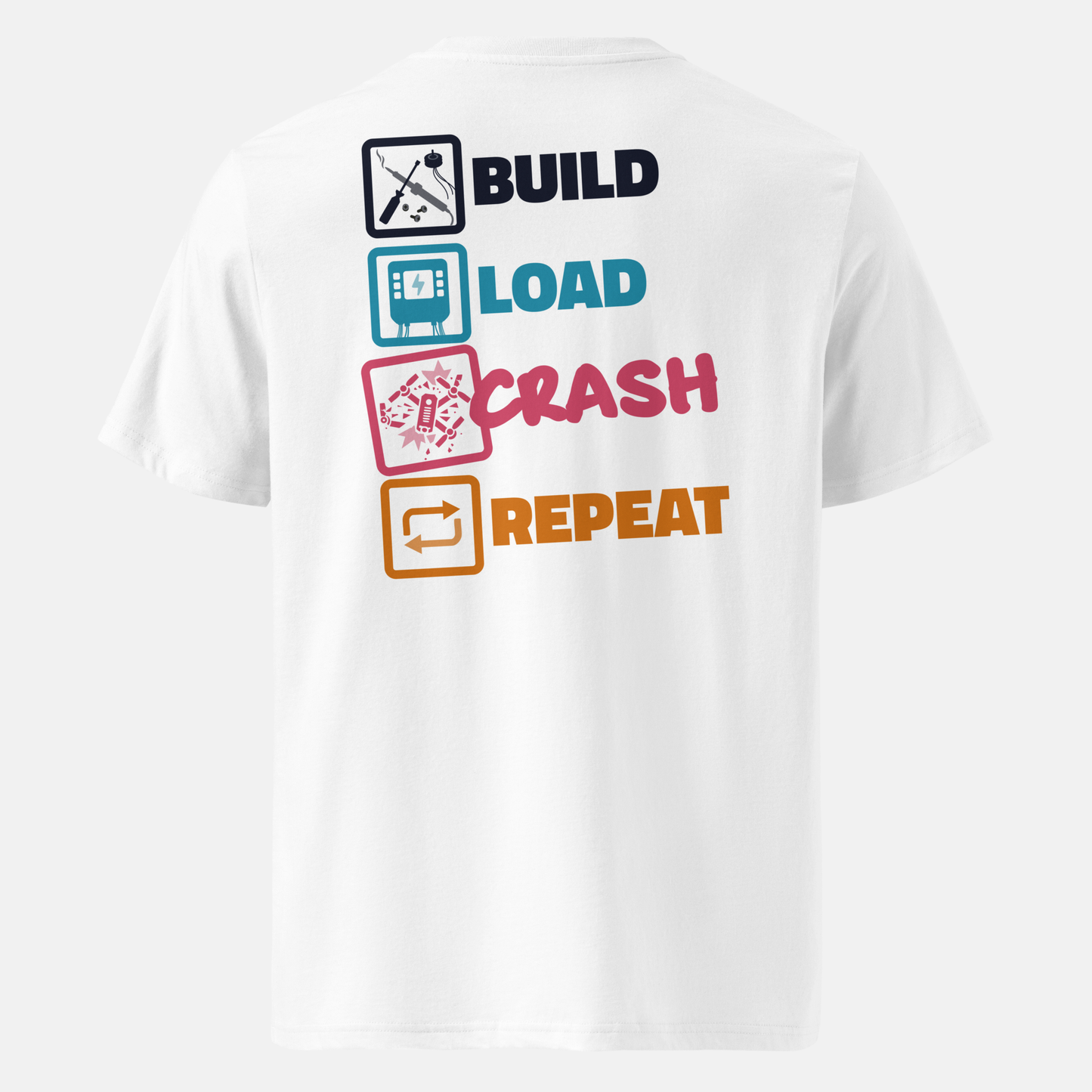 BUILD LOAD CRASH REPEAT SHIRT | WHITE
