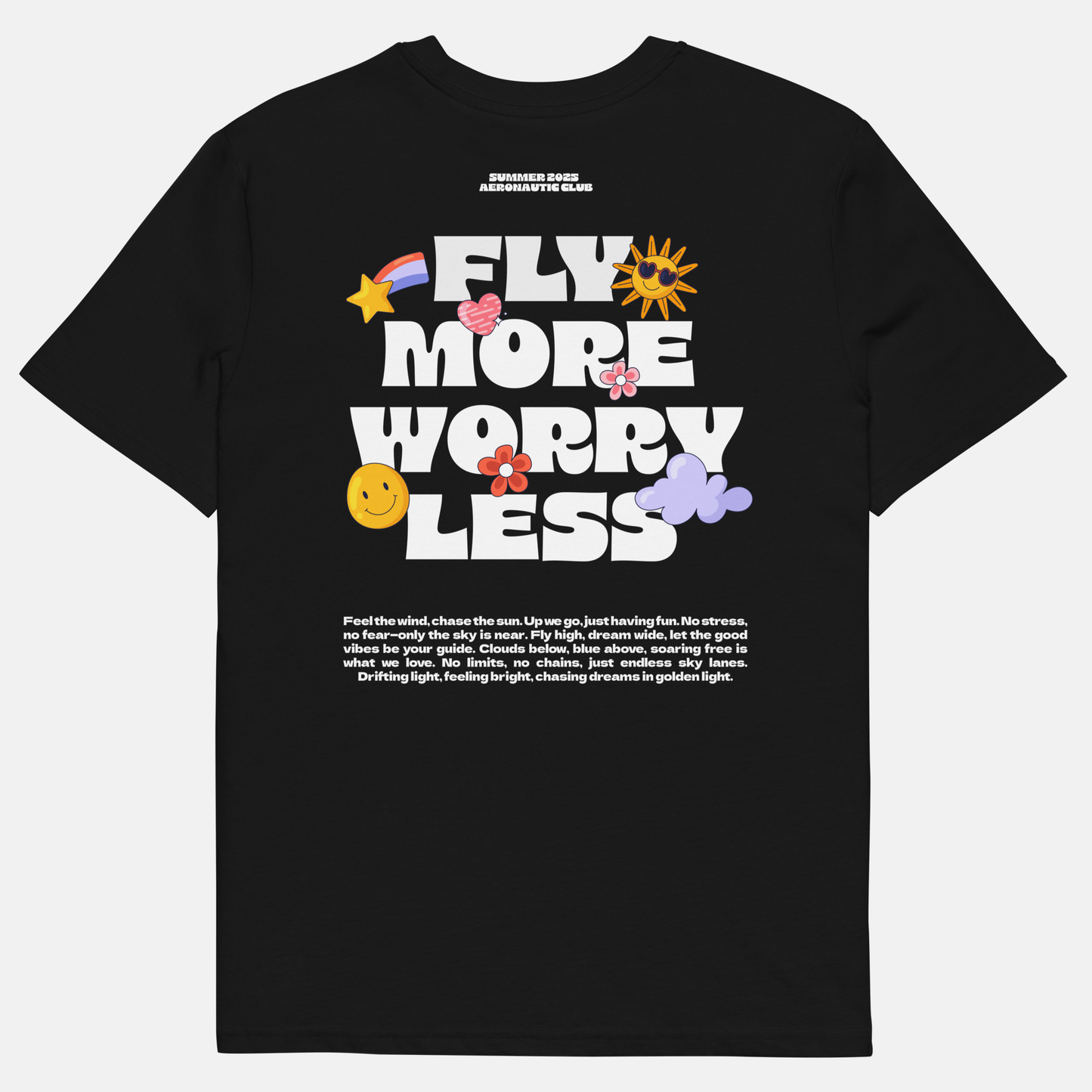Fly More Worry Less Shirt Black